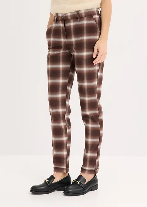 Pantalon &agrave; revers imprim&eacute; carreaux, bonprix