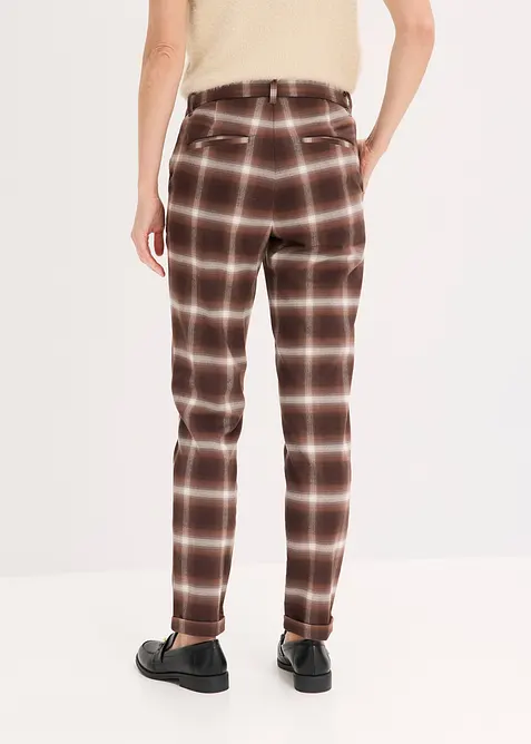 Pantalon &agrave; revers imprim&eacute; carreaux, bonprix