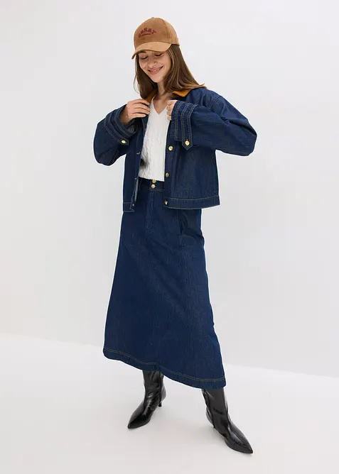 Jeansjacke mit Cordkragen, bonprix