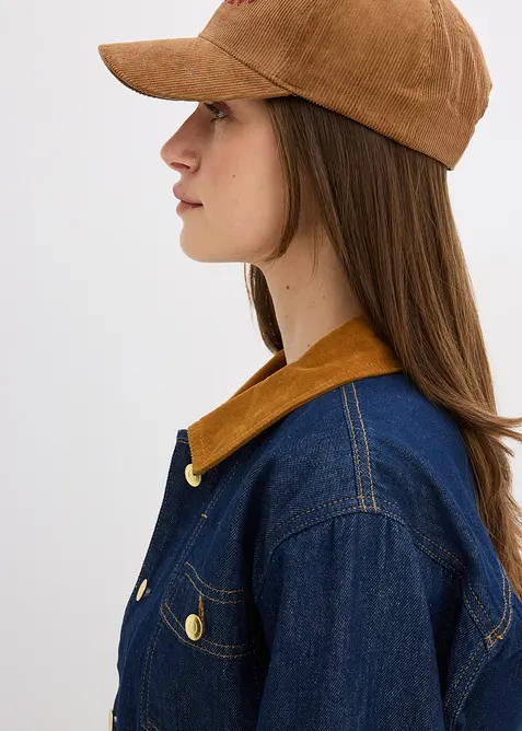 Veste en jean à col en velours côtelé, bonprix