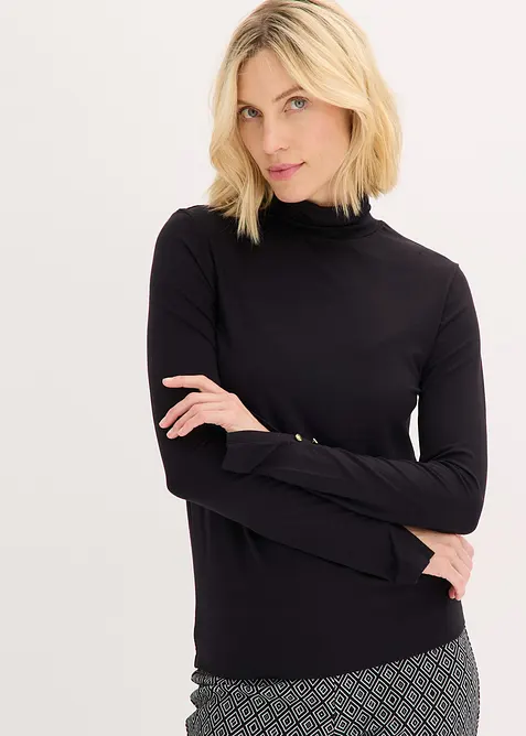 T-shirt col roulé avec boutons décoratifs, bonprix