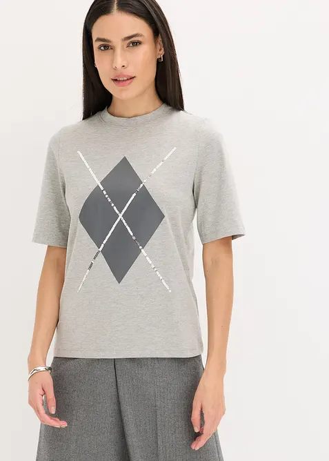Halbarmshirt mit Pailetten und Druck, bonprix