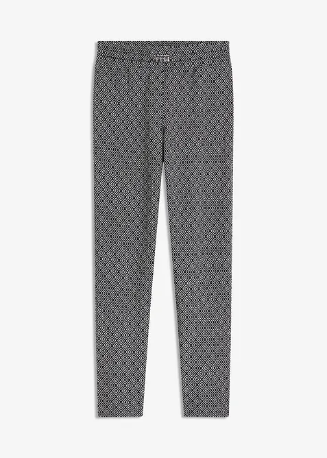 Pantalon en jacquard à taille élastiquée, détail boucle, bonprix