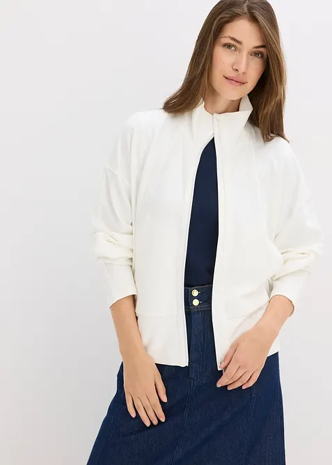 Sweat zippé en jersey milano confortable, bonprix