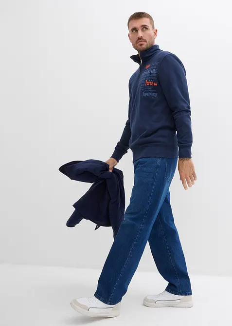 Sweat à col camionneur zippé 100% coton, bonprix