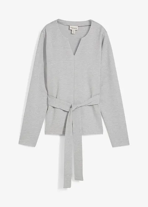 T-shirt manches longues avec lien à nouer, viscose majoritaire, bonprix