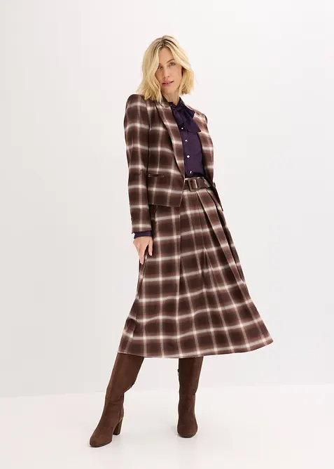 Karo Faltenrock und Gürtel (2-tlg.Set), bonprix