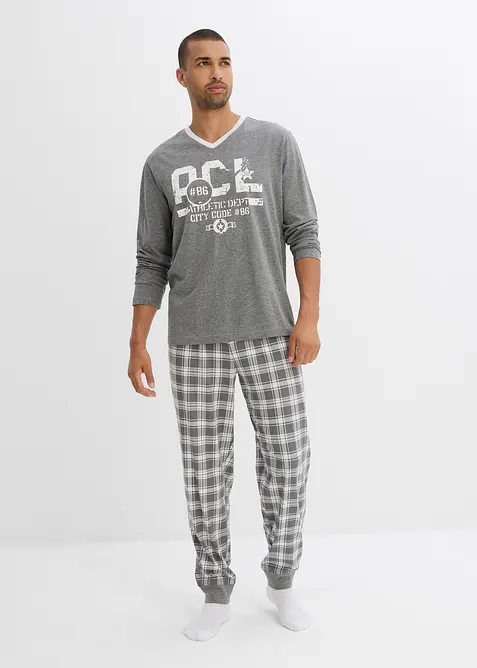 Pyjama mit Baumwolle und langen Ärmeln, bonprix