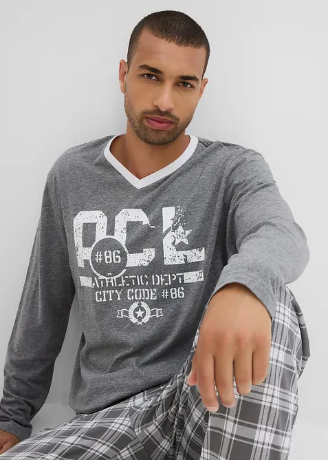 Pyjama mit Baumwolle und langen Ärmeln, bonprix