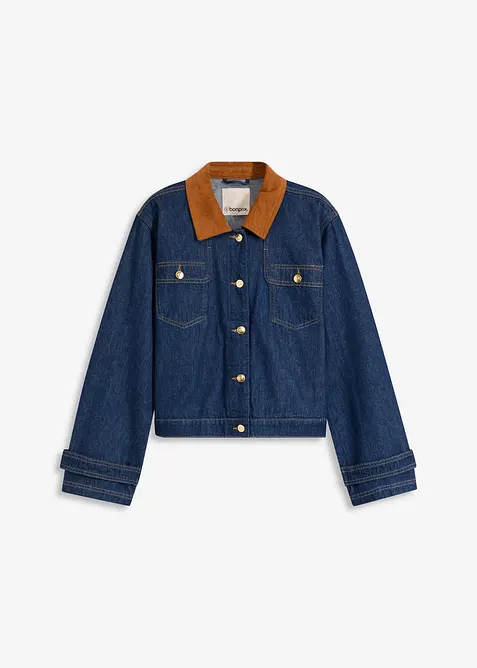 Veste en jean à col en velours côtelé, bonprix