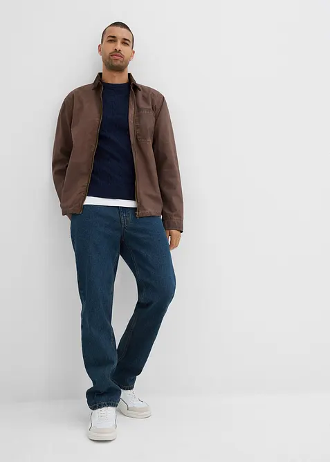 Feinstrickpullover mit Zopfmuster aus weichem Baumwollmix , Slim Fit, bonprix