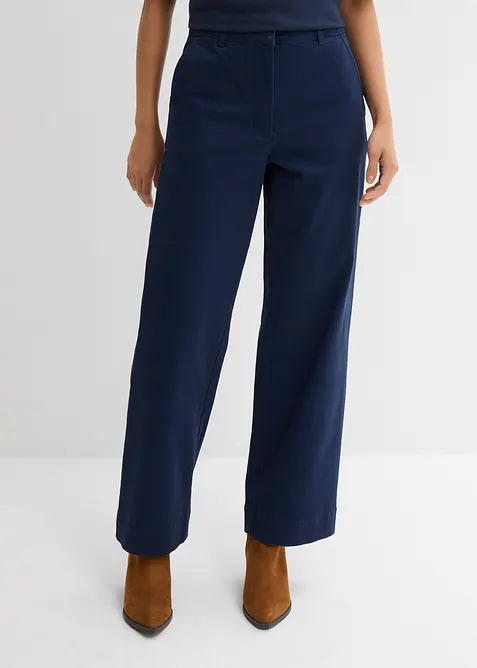 Pantalon large en coton extensible, longueur 7/8, bonprix