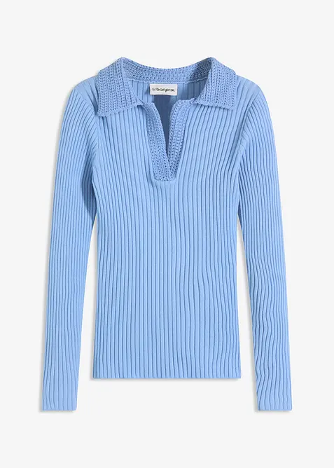 Feinstrickpullover mit schmückendem Kragen, bonprix