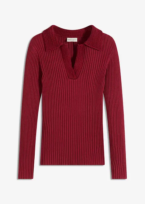 Feinstrickpullover mit schmückendem Kragen, bonprix