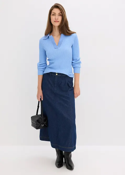 Feinstrickpullover mit schmückendem Kragen, bonprix