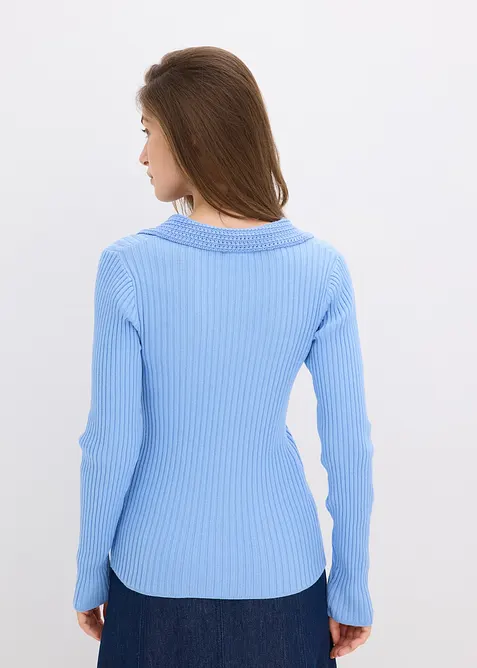 Feinstrickpullover mit schmückendem Kragen, bonprix