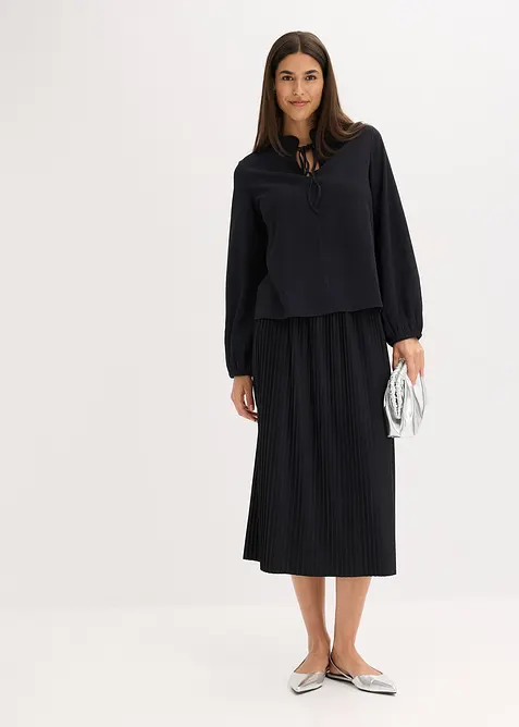 Blouse manches longues à col volanté, bonprix