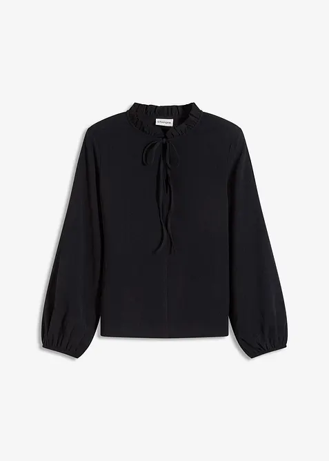 Blouse manches longues à col volanté, bonprix