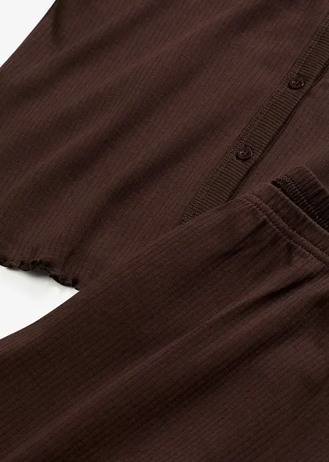 Pyjama aus Rippe mit Knopfleiste, bonprix
