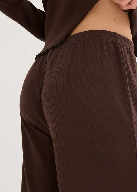 Pyjama aus Rippe mit Knopfleiste, bonprix