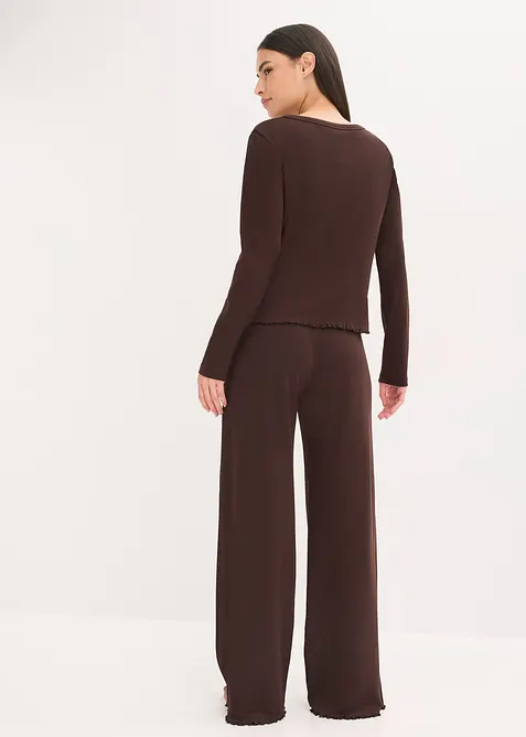 Pyjama aus Rippe mit Knopfleiste, bonprix