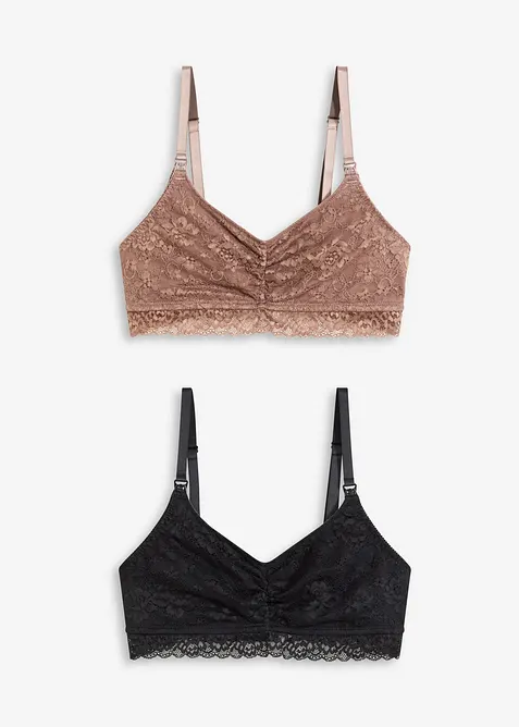 Still-BH ohne Bügel mit Spitze und Bio-Baumwolle (2er Pack), bonprix