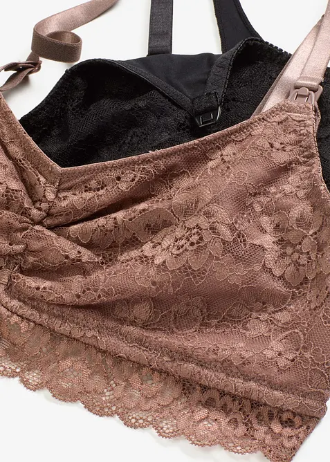 Still-BH ohne Bügel mit Spitze und Bio-Baumwolle (2er Pack), bonprix