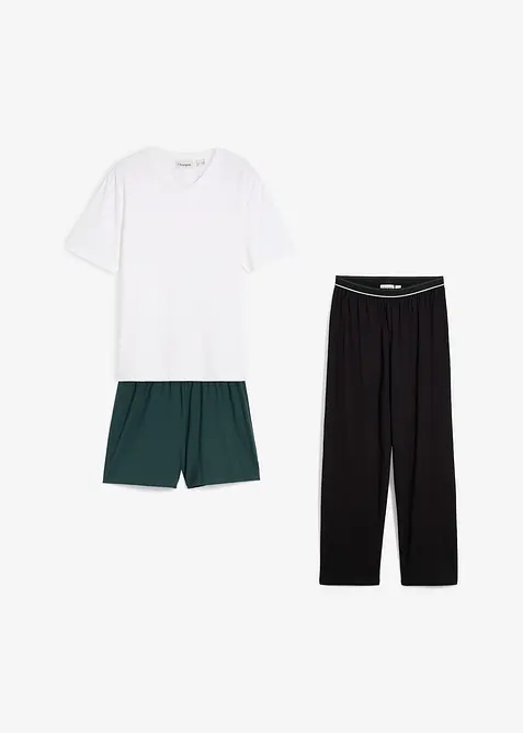 T-Shirt und 2 Pyjamaunterteile  aus reiner Bio-Baumwolle (3-tlg.Set), bonprix
