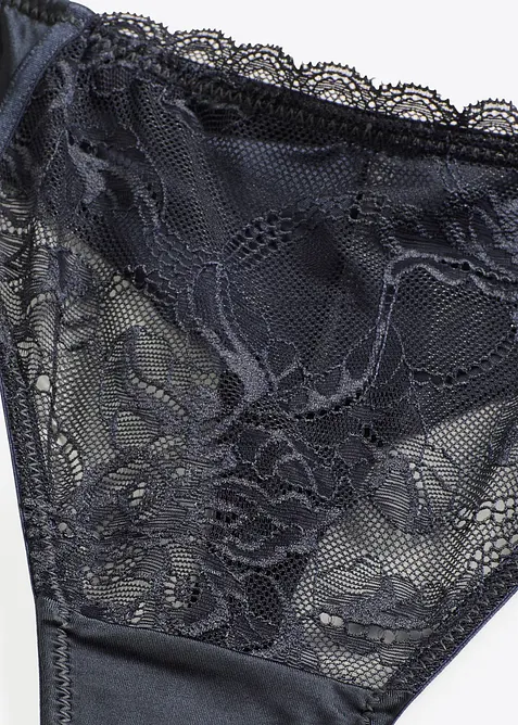 String mit zarter Spitze und Glanzeffekt, bonprix