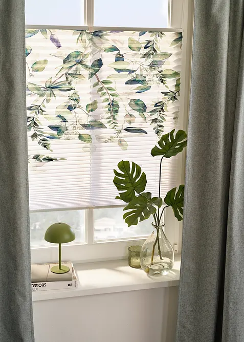 Store plissé à imprimé végétal, bonprix