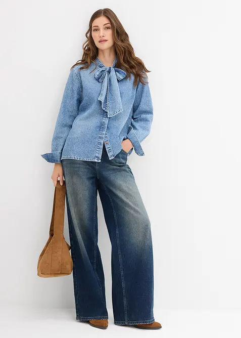 Jeansbluse aus reiner Baumwolle, bonprix