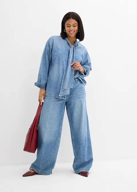 Jeansbluse aus reiner Baumwolle, bonprix