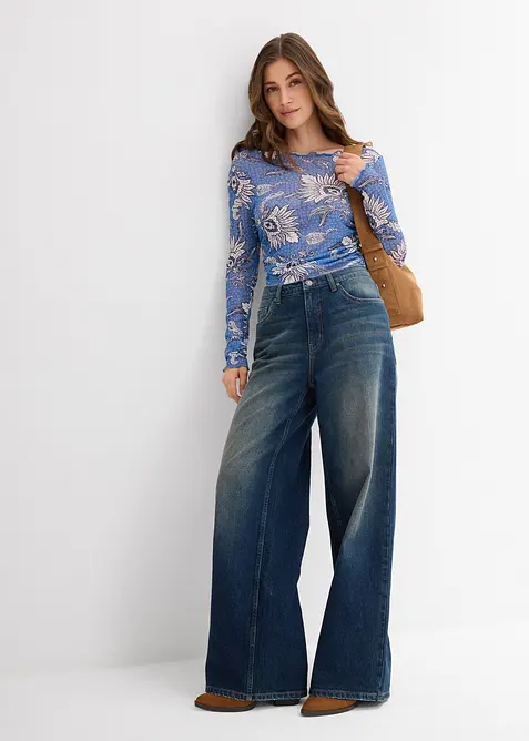 Langarmshirt aus feinem Mesh, bonprix