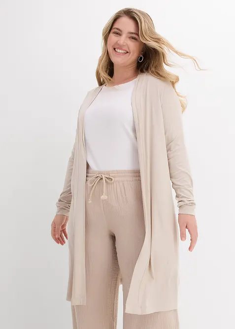 Gilet long et doux en viscose extensible, bonprix