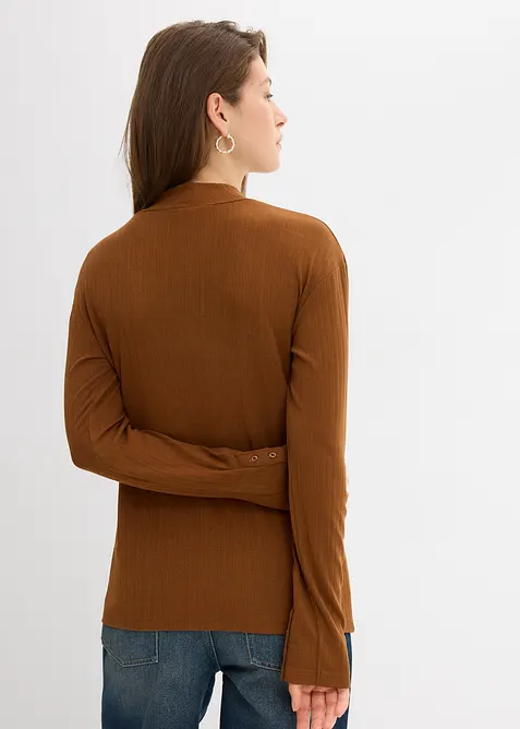 T-shirt manches longues côtelé, bonprix