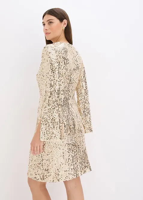 Paillettenkleid mit Trompeten-Ärmel, bonprix