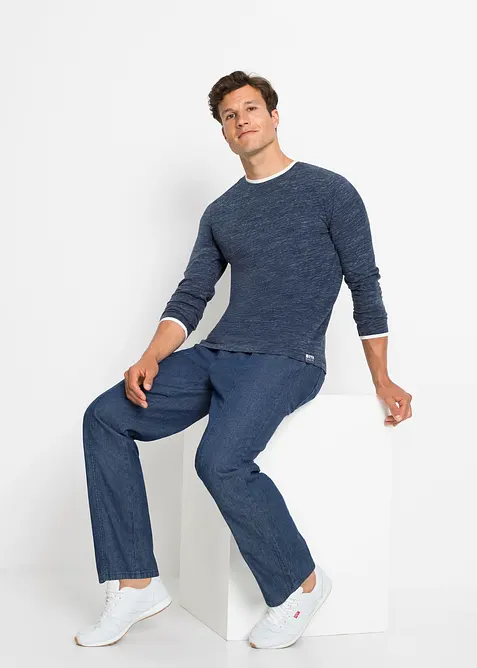 Pantalon taille extensible classique en coton léger, droit, bonprix