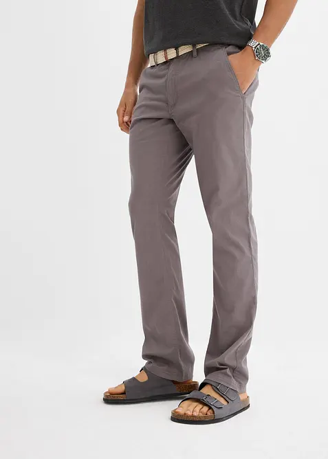 Pantalon chino droit avec taille élastique et ceinture, regular, bonprix