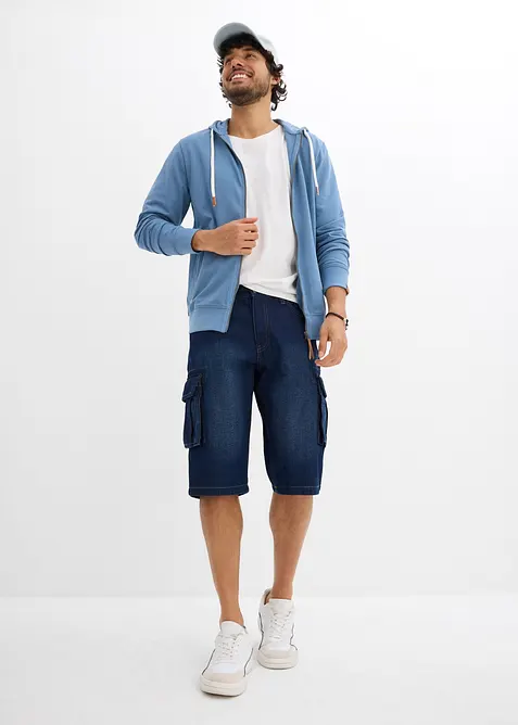 Sweat zipp&eacute; &agrave; capuche et d&eacute;tails enduits, bonprix