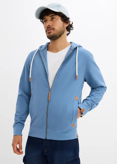 Sweat zipp&eacute; &agrave; capuche et d&eacute;tails enduits, bonprix