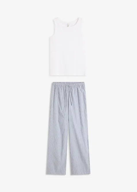 Pyjama mit Ripp Top und gewebter Hose, bonprix