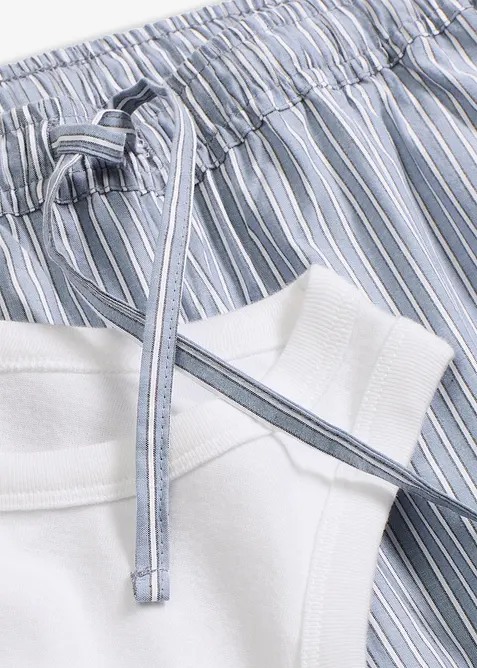 Pyjama mit Ripp Top und gewebter Hose, bonprix