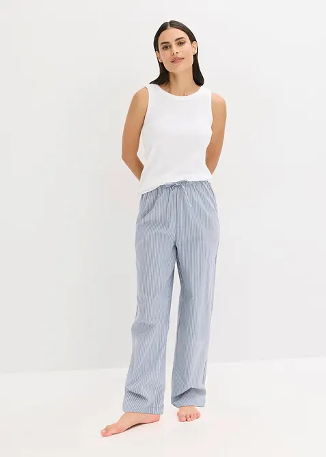 Pyjama mit Ripp Top und gewebter Hose, bonprix