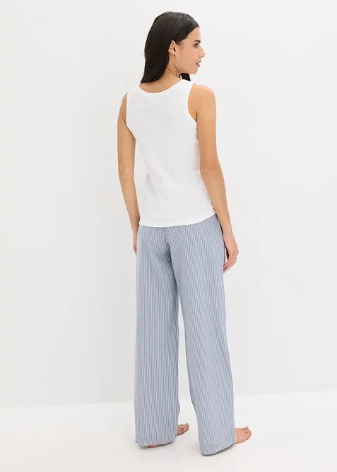 Pyjama mit Ripp Top und gewebter Hose, bonprix