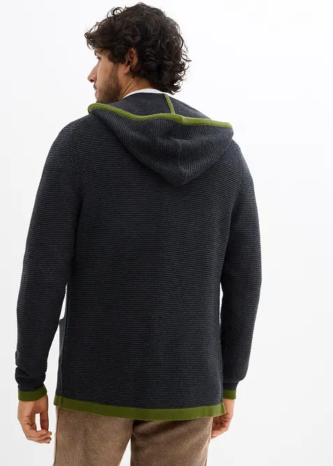 Trachten-Strickjacke mit Kapuze aus weichem Baumwollmix, bonprix