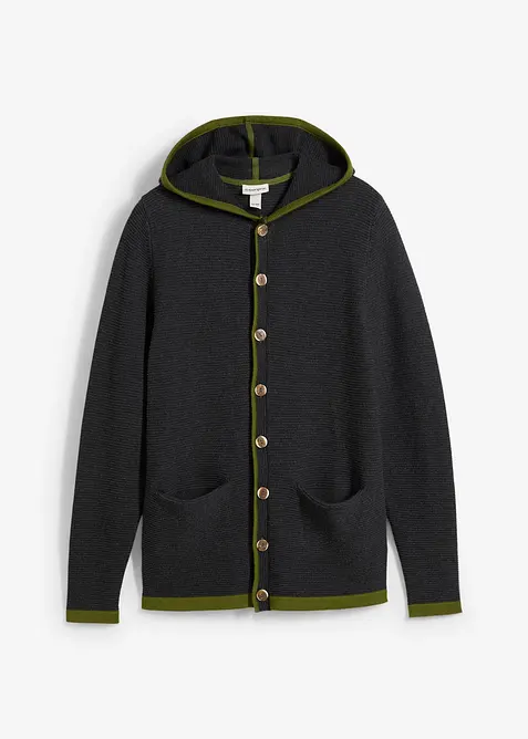 Trachten-Strickjacke mit Kapuze aus weichem Baumwollmix, bonprix