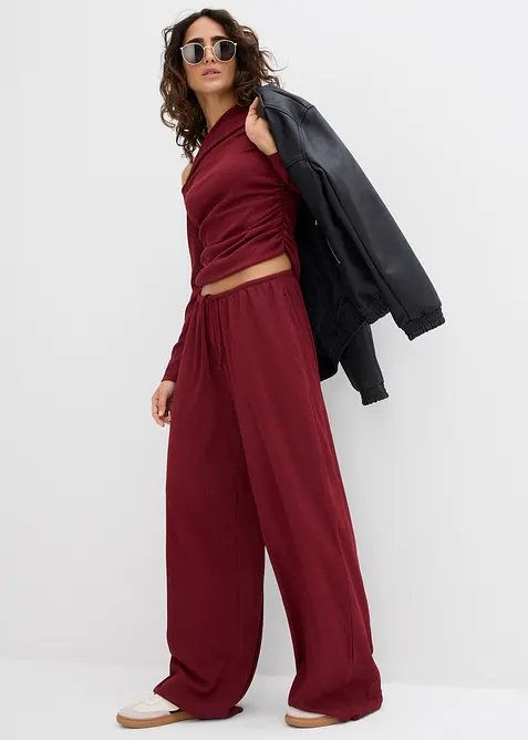 Schlupfhose aus strukturiertem Crêpe, bonprix