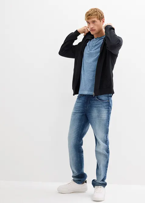 Henleyshirt, Langarm in gewaschener Optik aus reiner Bio-Baumwolle, bonprix