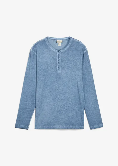 Henleyshirt, Langarm in gewaschener Optik aus reiner Bio-Baumwolle, bonprix