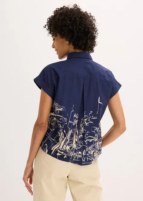 Chemisier manches courtes oversize en popeline de coton, bonprix